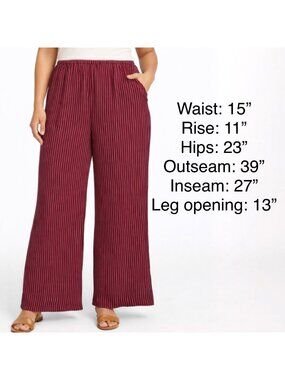 ✨ NWT J. Crew Burgundy Pinstripe Wide Leg Palazzo Pants Large ✨